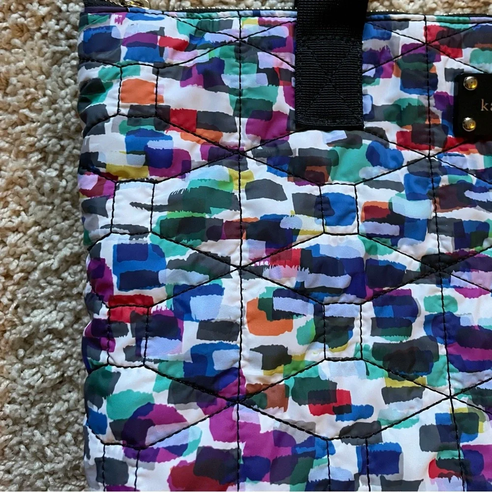 Kate Spade quilted shopper tote watercolor multicolor pattern preppy
